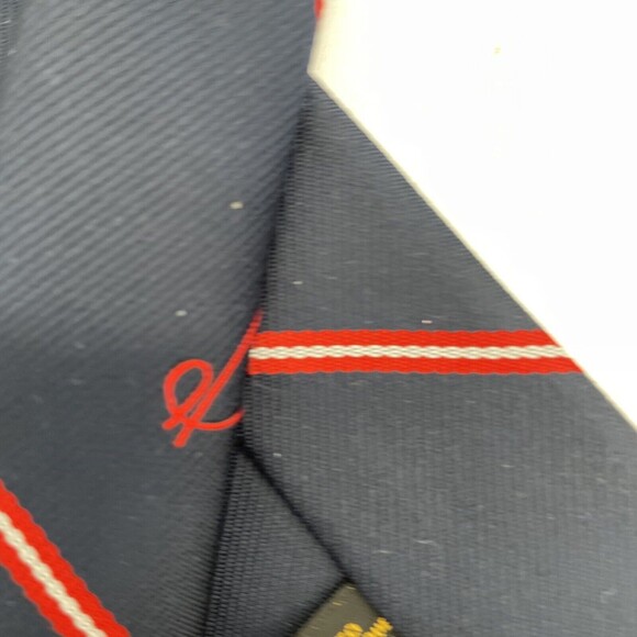 THRESHER & GLENNY London Blue with Red Stipes Vintage Polyester - Picture 7 of 8